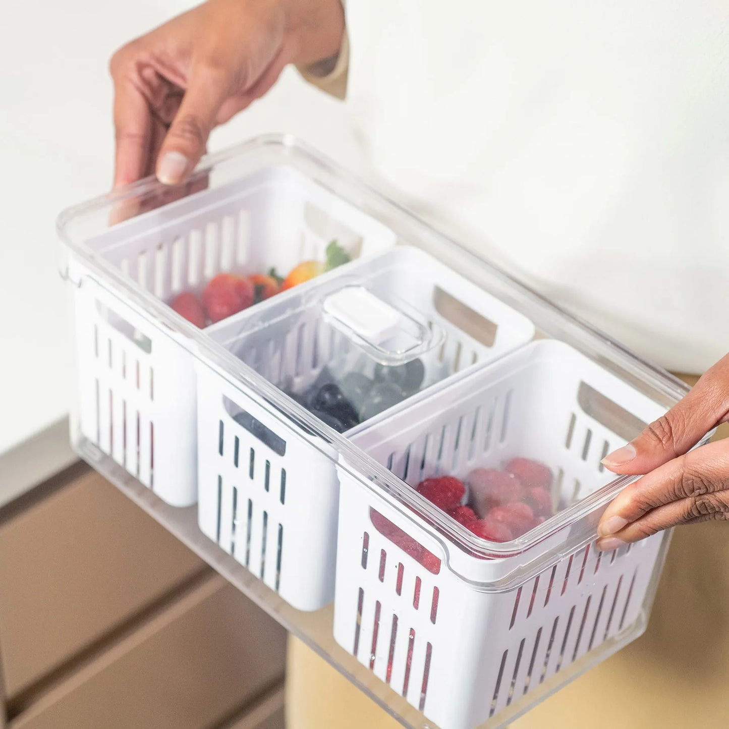 Organizador com Cesto Triplo 5L Clear Fresh - Natural