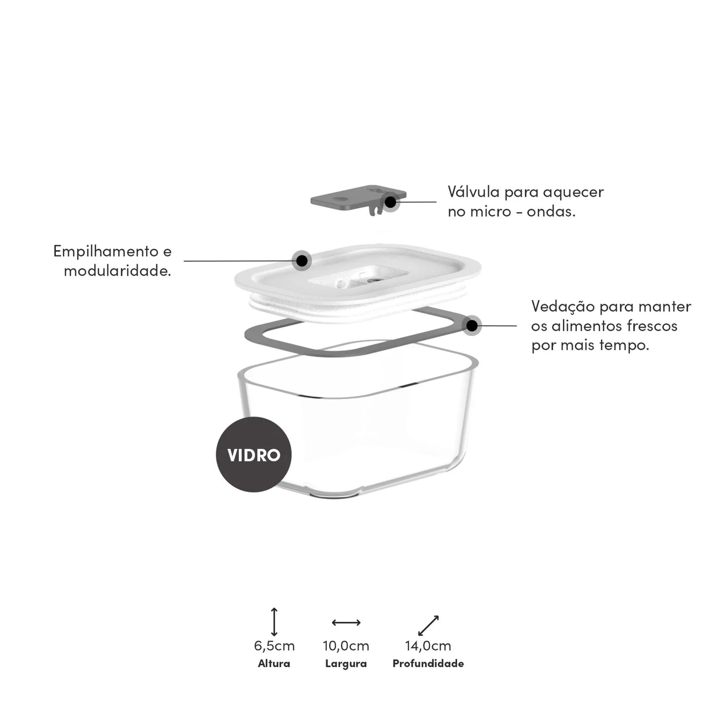 Pote de vidro hermético Fresh Lock - Branco