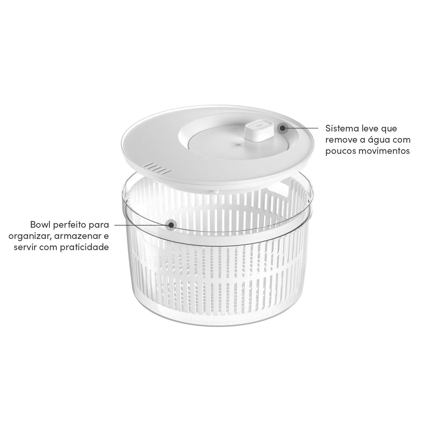 Secador de saladas 5,5L Clear Fresh - Branco