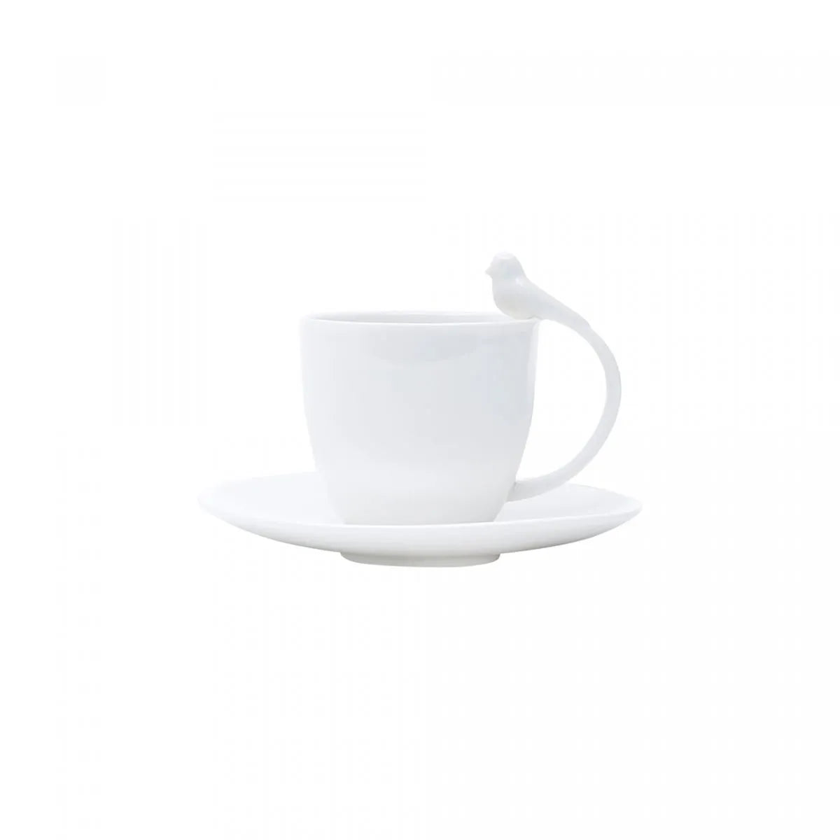 Conjunto 6 Xícaras de Café de Porcelana com Pires Birds 80ml - Wolff