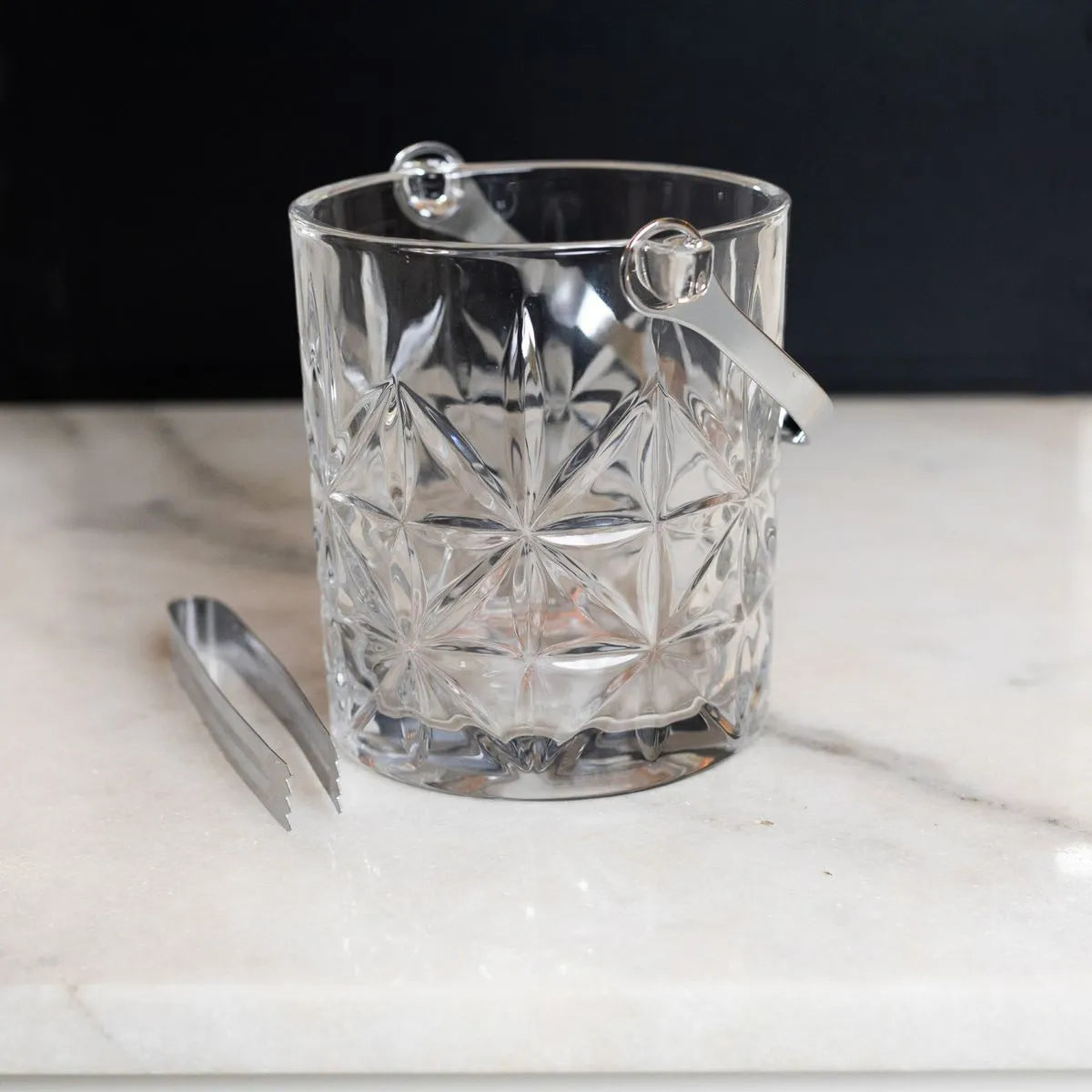 Balde para Gelo de Vidro com Alça e Pegador Romano 15cm x 13cm x 14cm - Wolff