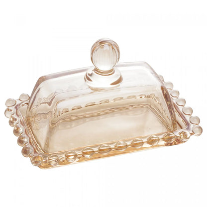 Manteigueira de Cristal Pearl Âmbar Metalizado 14cm x 9cm x 8cm - Wolff